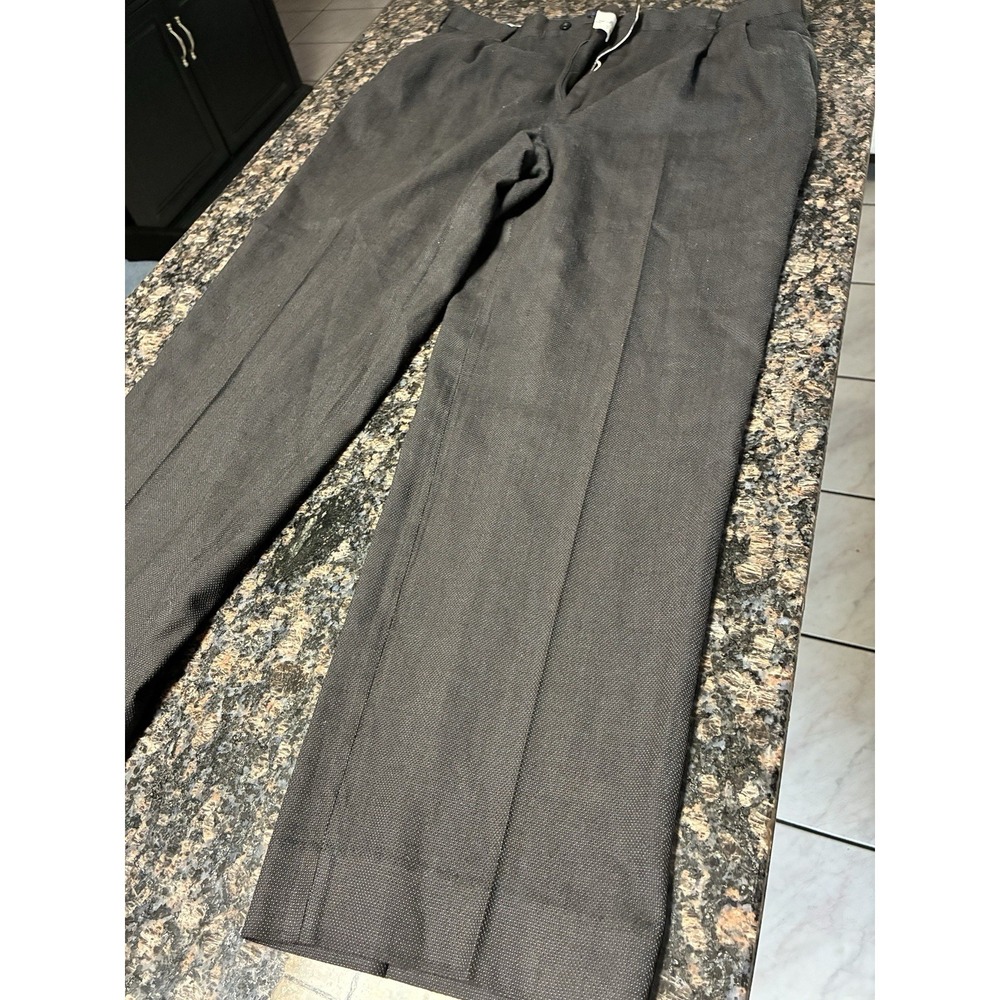 ZANELLA Men Dress Pants "BENNETT" 36 Gray unfinished hem flat solid 100% wool - Picture 3 of 7
